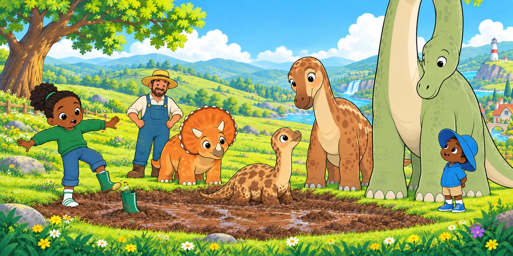 Stuck in the Mud: try, story pages 17 and 18.