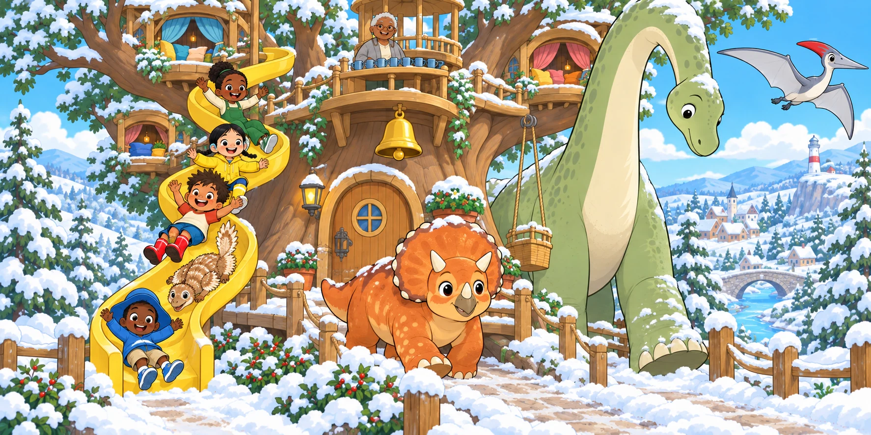 Snow on the Path: go, story pages 9 and 10.