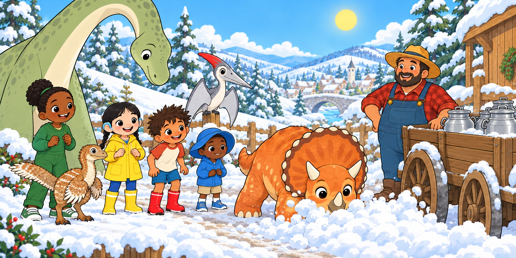 Snow on the Path: try, story pages 13 and 14.