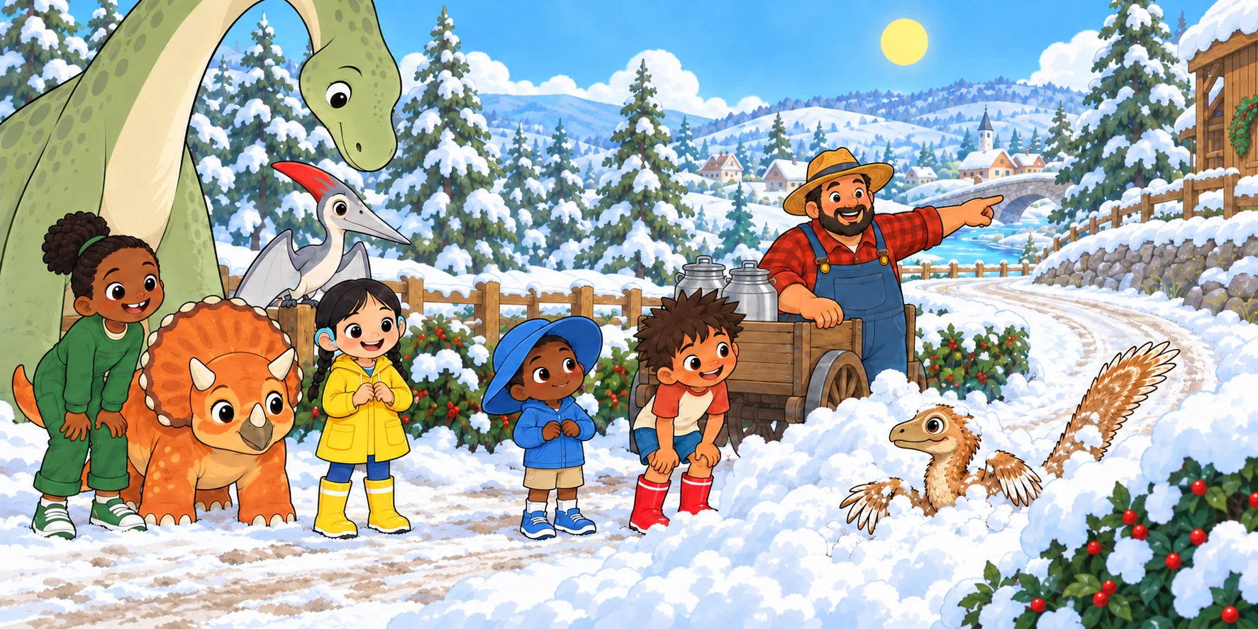 Snow on the Path: try, story pages 15 and 16.